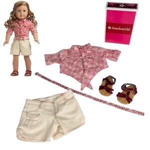 American Girl Nicki Tie Top & Shorts Outfit Shoes Belt Nikki Doll Clothes Box